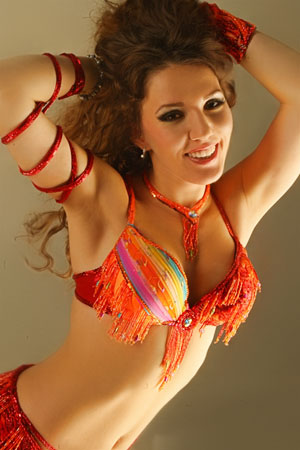 orange red multi color bella costume